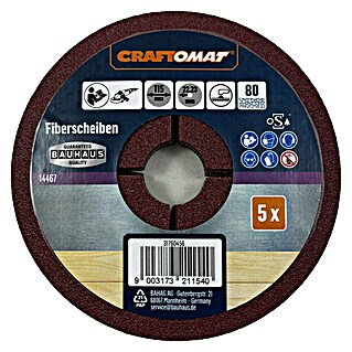 Craftomat Fiberscheiben (Durchmesser: 115 mm, Körnung: 80, 5 Stk.)
