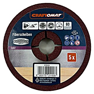 Craftomat Fiberscheiben (Durchmesser: 115 mm, Körnung: 60, 5 Stk.)