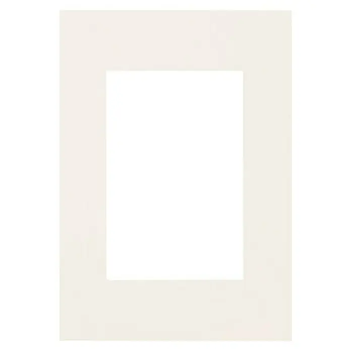 Nielsen Passepartout MSK Natur - Creme, 50 x 70 cm, Bildformat: 30 x 45 cm - Ein schlichtes, schwarzes Quadrat ist von einem breiten, weißen Rahmen umgeben, der in einem größeren, schwarzen Rahmen sitzt.