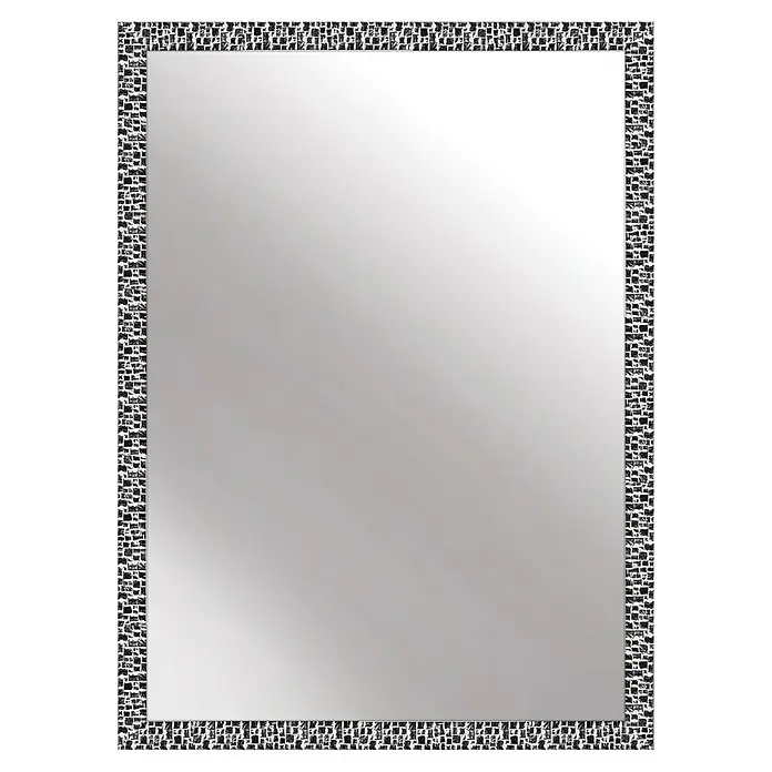 Rahmenspiegel Florentina - 50 x 70 cm, Silber, Kunststoff - Eleganter rechteckiger Spiegel mit einem auffälligen Mosaikrahmen, ideal für eine stilvolle Wanddekoration.