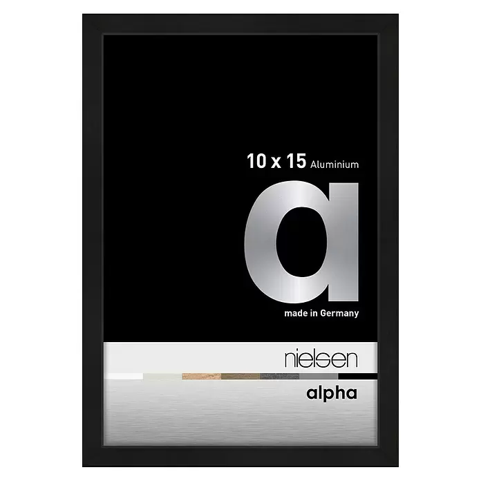 Nielsen Alurahmen Alpha Eloxal - 10 x 15 cm, Schwarz Matt - Schwarzer Aluminium-Bilderrahmen, Nielsen Alpha, 10x15.