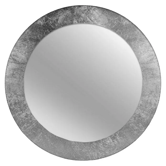 Rahmenspiegel Nevio - Durchmesser: 50 cm, Silber, Glas - Runder Spiegel mit einem dekorativen silberfarbenen Rahmen, der einen Hauch von Eleganz und Stil in jeden Raum bringt.