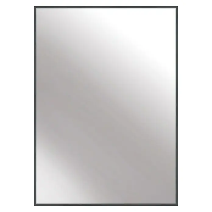 Rahmenspiegel Alpha - 50 x 70 cm, Grau, Aluminium - Quadratischer Spiegel mit schlichtem Rahmen. Ideal für Badezimmer oder Flur, um einen modernen Akzent zu setzen.