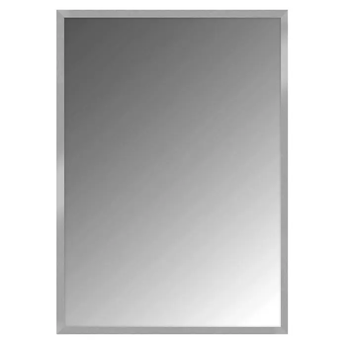 Rahmenspiegel Oslo50 x 70 cm, Silber, Holz - Ein rechteckiger Spiegel mit einem schmalen, silberfarbenen Rahmen, der ein modernes und elegantes Design ausstrahlt. Perfekt für jeden Raum.