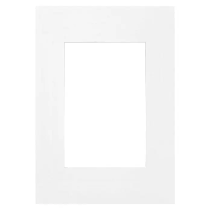 Nielsen Passepartout White Core - Porzellan, Bildformat: 30 x 45 cm, L x B: 50 x 70 cm - Schwarzer rechteckiger Ausschnitt in weißem Passepartout vor schwarzem Hintergrund. Ideal für Kunstwerke, Fotos oder Präsentationen.