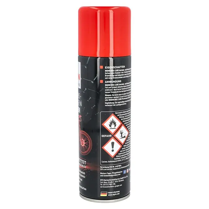 Nigrin Bike Line Bremsen- & Teilereiniger - 300 ml - Nigrin Bike-Care Spraydose für Antrieb und Bremsen. Reinigt und schützt Ketten, Bremsscheiben und Anbauteile vor Schmutz.