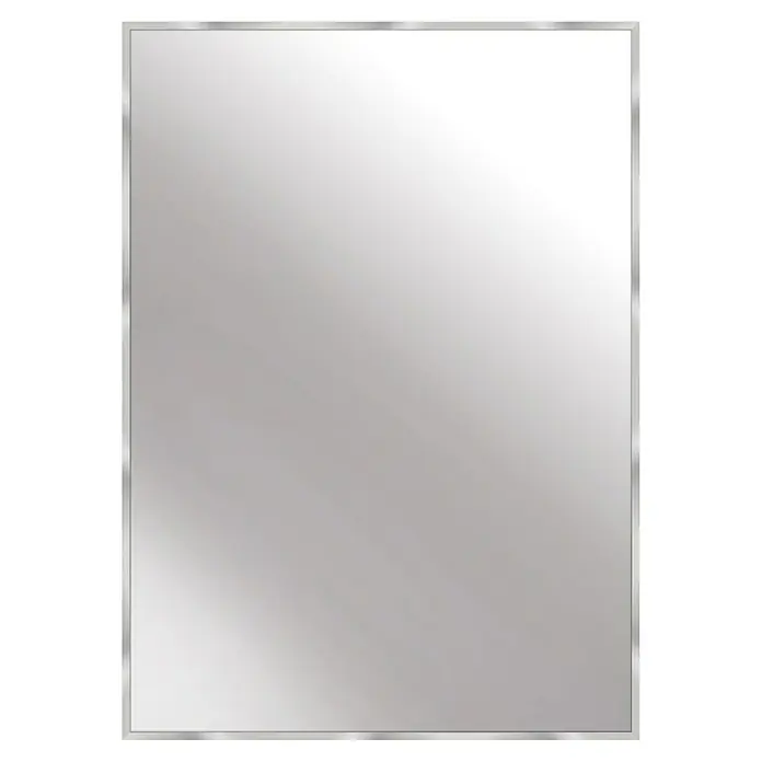 Rahmenspiegel Alpha - 50 x 70 cm, Silber, Aluminium - Quadratischer Spiegel mit schmalem silberfarbenem Rahmen, ideal für moderne Badezimmer oder als dekoratives Element.