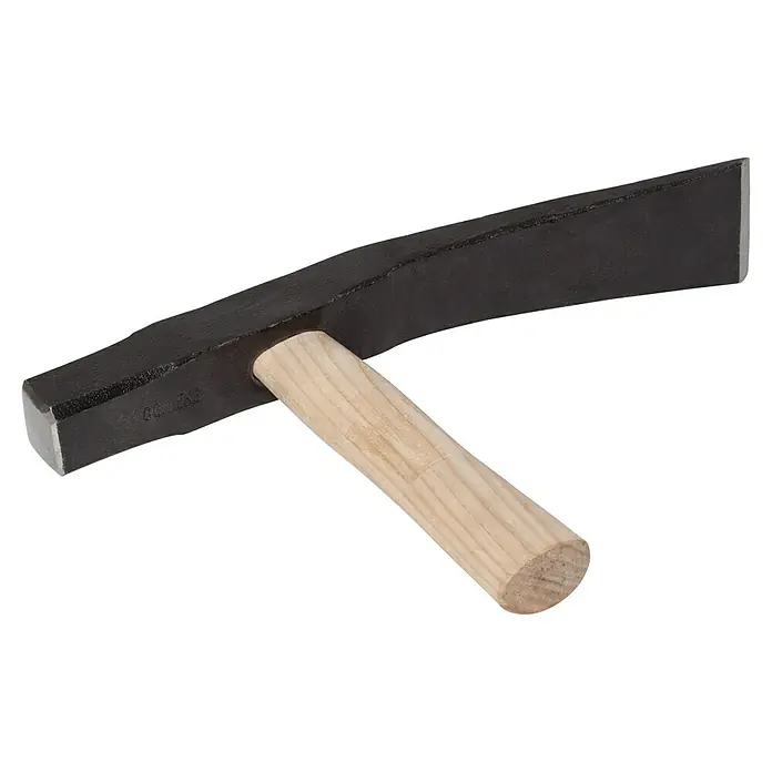 Heka Pflasterhammer - 1.500 g, Berliner Form - Ein Maurerhammer mit einem robusten, geschmiedeten Kopf und einem hellen Holzgriff für präzise Arbeiten im Mauerwerksbereich.