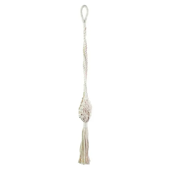 Blumenampel Makramee - Ø x H: 4 x 85 cm, Beige - Makramee-Zierquaste mit Schlaufe, verdrehtem Mittelteil und dekorativen Fransen für eine elegante Dekoration.