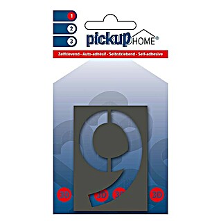 Pickup 3D Home Huisnummer Rio 60 mm (Hoogte: 6 cm, Motief: 9, Grijs, Kunststof, Zelfklevend)