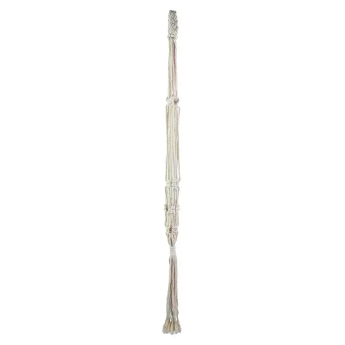 Blumenampel Makramee - Ø x H: 4 x 105 cm, Beige - Weißer Makramee-Pflanzenaufhänger aus geflochtenem Seil mit Zierknoten.