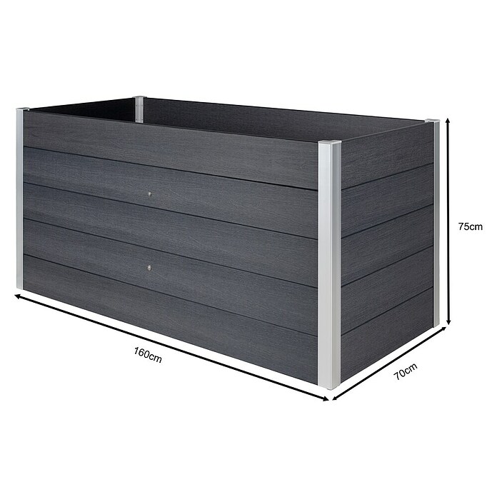 Hochbeet WPC (160 x 75 x 70 cm, Verbundwerkstoff, Anthrazit) BAUHAUS