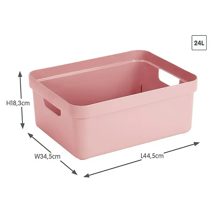 Sunware Aufbewahrungsbox Sigma Home - L x B x H: 44,5 x 34,5 x 18,3 cm, Kunststoff, Rosa - Rosa Aufbewahrungsbox mit den Maßen Höhe 18,3cm, Breite 34,5cm, Länge 44,5cm und einem Fassungsvermögen von 24L.
