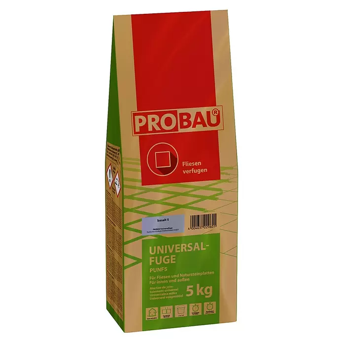 Probau Universalfuge - Basalt, 5 kg - 5 kg Sack PROBAU Universal-Fuge in Basalt 5 Farbe für Fliesen und Naturstein, geeignet für innen und außen.