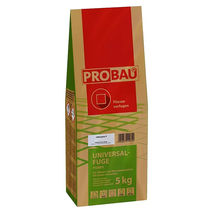 Probau Universalfuge - Silbergrau, 5 kg - PROBAU Universalfuge silbergrau 5, 5 kg Sack für Fliesen und Natursteinplatten.
