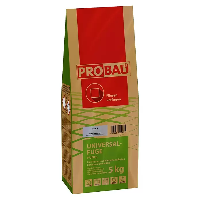 Probau Universalfuge - Grau, 5 kg - PROBAU Universalfuge Sack, grau, 5 kg, für Fliesen- und Natursteinverlegung innen und außen.