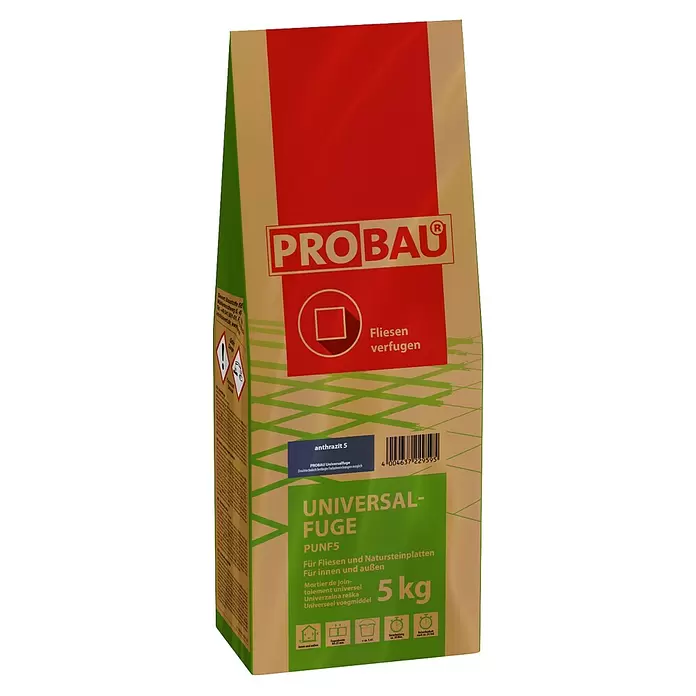 Probau Universalfuge - Anthrazit, 5 kg - PROBAU Universal-Fuge, 5 kg, anthrazit. Für Fliesen und Natursteinplatten innen/außen.