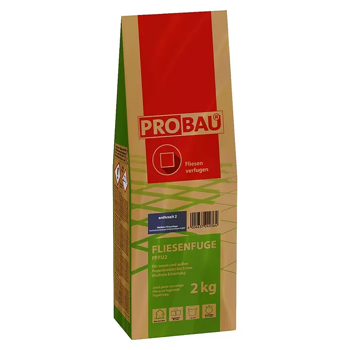 Probau Fliesenfuge - Anthrazit, 2 kg - PROBAU Fliesenfüge Anthrazit 2, 2 kg für innen und außen.
