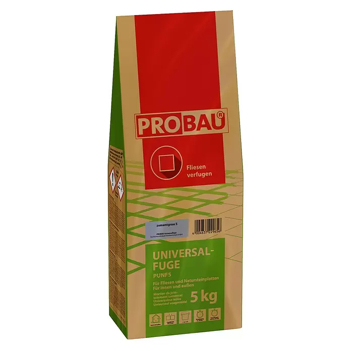 Probau Universalfuge - Zementgrau, 5 kg - 5 kg Sack PROBAU UNIVERSAL-FUGE Zementgrau 5 Fugenmörtel für Fliesen und Naturstein, innen/außen.