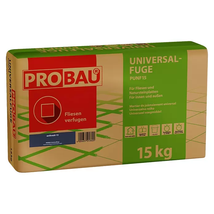Probau Universalfuge - Anthrazit, 15 kg - PROBAU UNIVERSAL-FUGE, 15 kg Sack, anthrazit, für Fliesen und Naturstein.