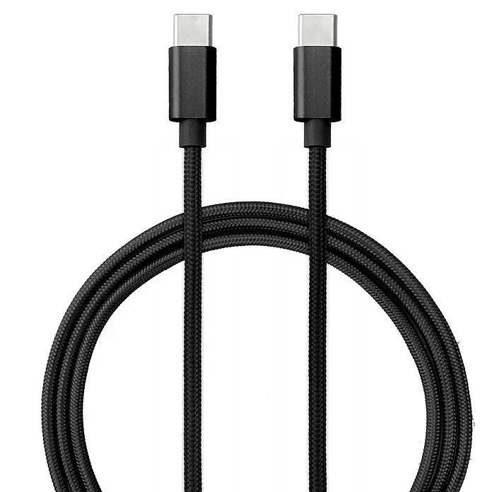 BAUHAUS USB-Ladekabel - 3 m, USB C-Stecker, Schwarz - Schwarzes geflochtenes USB-C Kabel mit Anschlüssen an beiden Enden.
