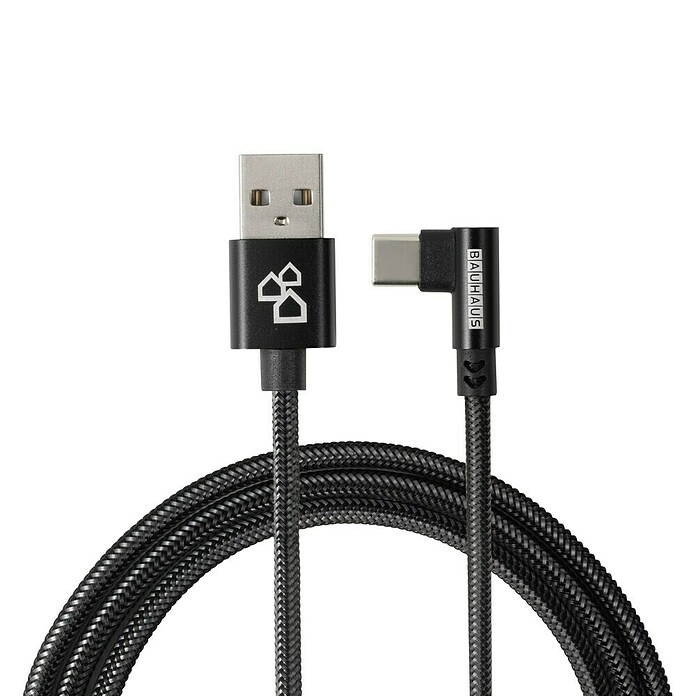 BAUHAUS Cable de carga USB A-C (Negro, 1 m, Clavija USB A, clavija USB C) | BAUHAUS