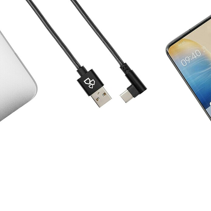 BAUHAUS Cable de carga USB A-C (Negro, 1 m, Clavija USB A, clavija USB C) | BAUHAUS