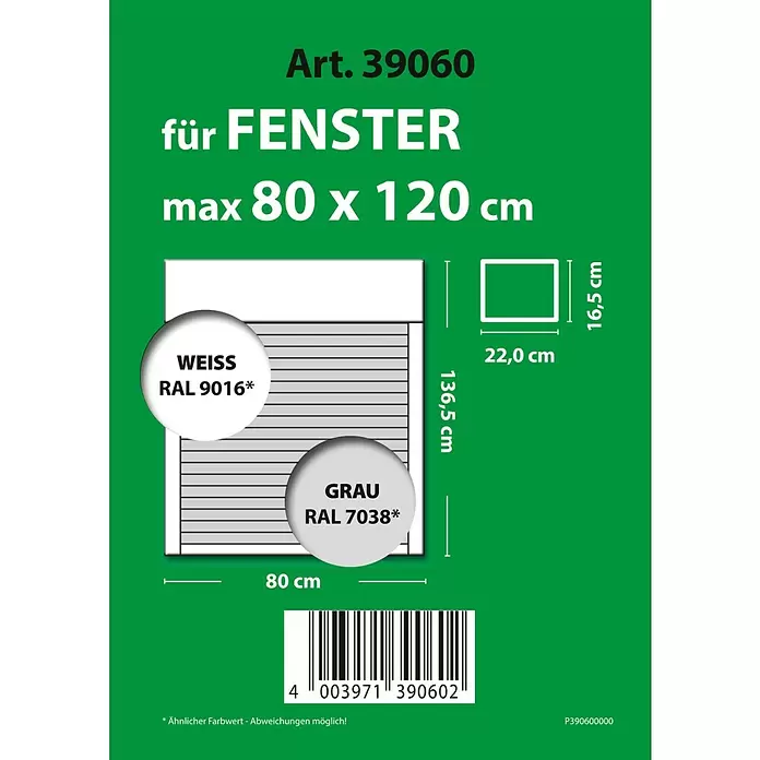 Schellenberg Rollladen-Komplett-Set MINI - Aufsatz, 80 x 120 cm - Rollladen für Fenster bis 80x120 cm, erhältlich in Weiß RAL 9016 und Grau RAL 7038.