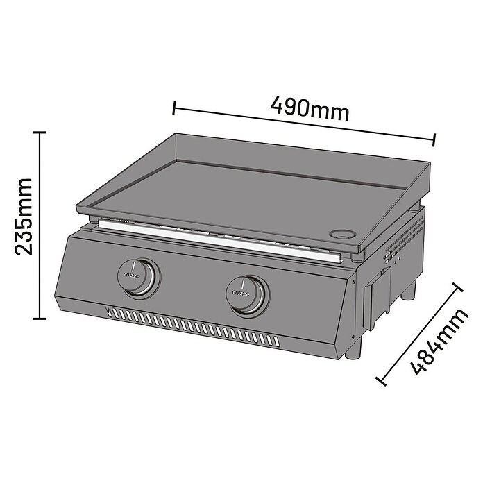 Cozze Plancha-Grill G 400 (Grillfläche (B x T): 48 x 35 cm, Anzahl Brenner: 2 Stk., Schwarz) | BAUHAUS