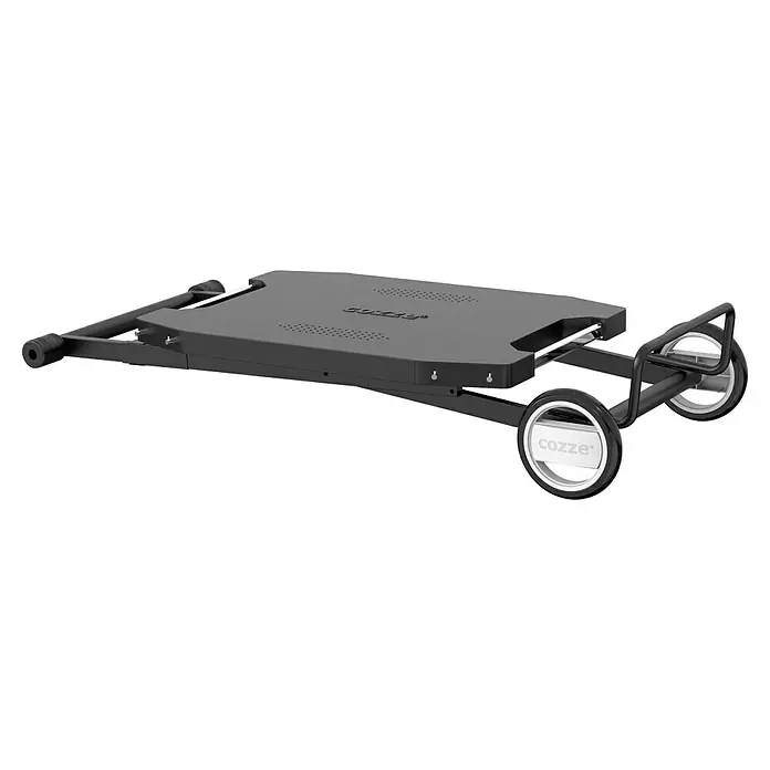 Cozze Mesa plegable - An x Pr x Al: 104,5 x 62,5 x 78 cm, Acero - Un carro negro para horno Cozze para el transporte fácil de tu horno de pizza. Práctico y robusto, ideal para uso exterior.