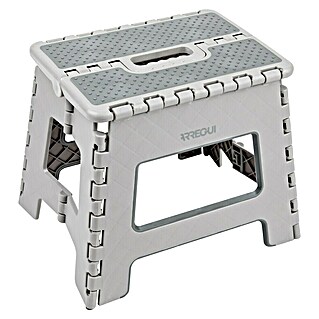Arregui Taburete plegable (L x An x Al: 22 x 29 x 27 cm, Carga soportada: 150 kg, Plástico, Gris claro)