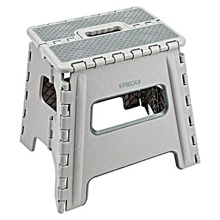 Arregui Taburete plegable (L x An x Al: 22 x 29 x 32 cm, Carga soportada: 150 kg, Plástico, Gris claro)
