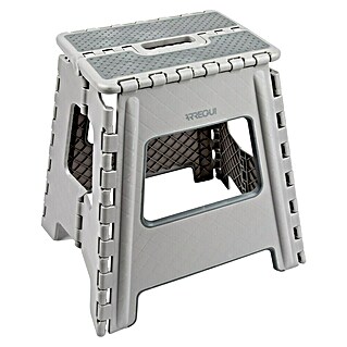 Arregui Taburete plegable (L x An x Al: 22 x 29 x 39 cm, Carga soportada: 150 kg, Plástico, Gris)