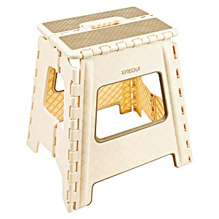Arregui Taburete plegable (L x An x Al: 22 x 29 x 39 cm, Carga soportada: 150 kg, Plástico, Beige)