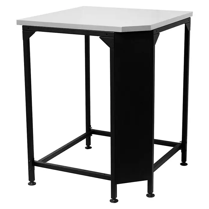 Cozze Outdoorküchen-Modul Eckelement - Schwarz/Silber, B x T x H: 70,5 x 60 x 90 cm - Dieser Produkthocker bietet eine stabile schwarze Metallkonstruktion mit einer glatten, weißen Tischplatte. Ideal für den Einsatz in Werkstätten.