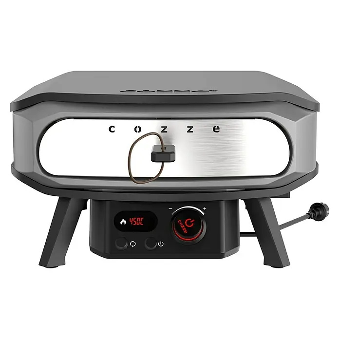 Cozze Pizzaofen Elektro Premium 17" - Grillfläche (B x T): 42,5 x 42,5 cm, 2,2 kW - Produktansicht des Cozze Pizzaofens mit digitaler Steuerung und Temperaturanzeige für ein optimales Backerlebnis.