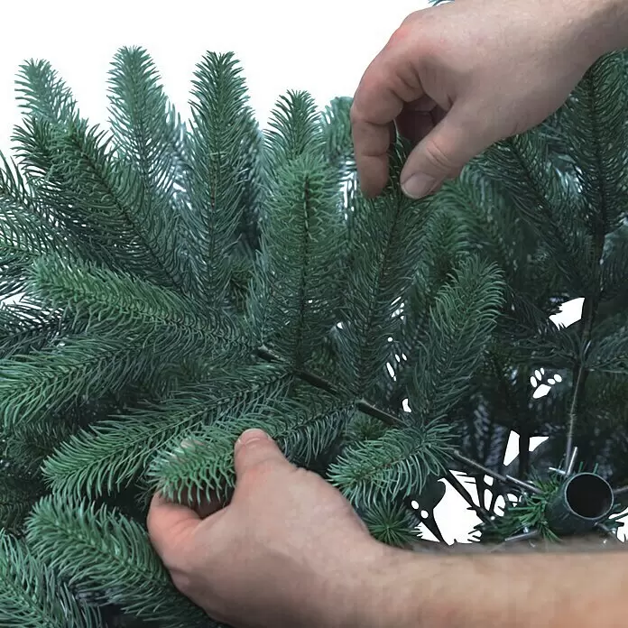 Xenotec Künstlicher Weihnachtsbaum - Höhe: 180 cm, Grün, LED-Beleuchtung - Linke Seitenansicht