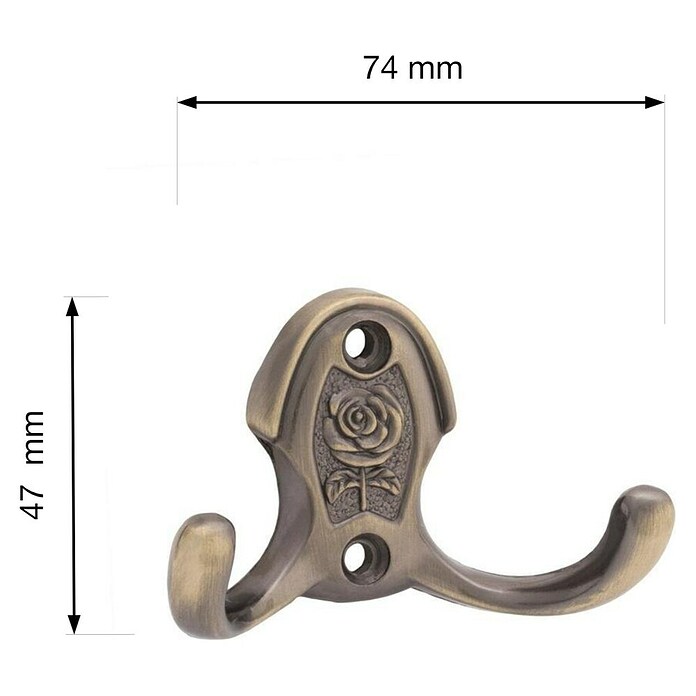 Walteco Garderobna kuka Rose  (D x Š x V: 47 x 74 x 32 mm, Broj kuka: 2 Kom.) | BAUHAUS