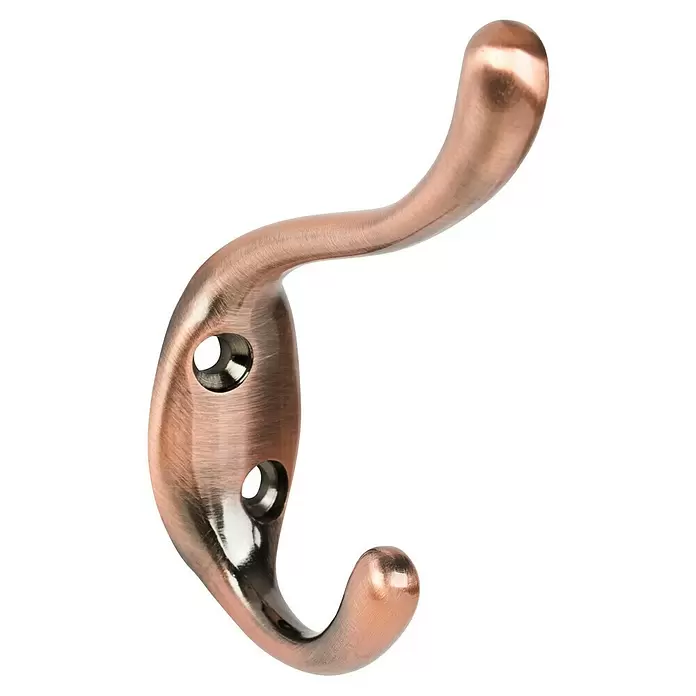 Walteco Garderobenhaken Sentini - L x B x H: 84 x 20 x 60 mm, Anzahl Haken: 2 Stk., Kupfer antik - Doppelter Kleiderhaken aus gebürsteter Bronze mit zwei Befestigungslöchern.
