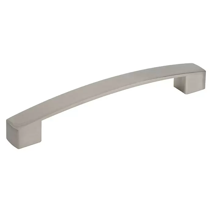 Walteco Möbelgriff Anzio - Lochabstand: 160 mm, Aluminium, Vernickelt matt - Geschwungener Griff aus gebürstetem Nickel für Möbel.