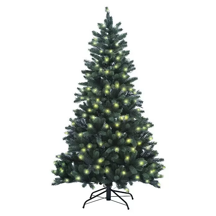 Xenotec Künstlicher Weihnachtsbaum - Höhe: 180 cm, Grün, LED-Beleuchtung - Vorderansicht