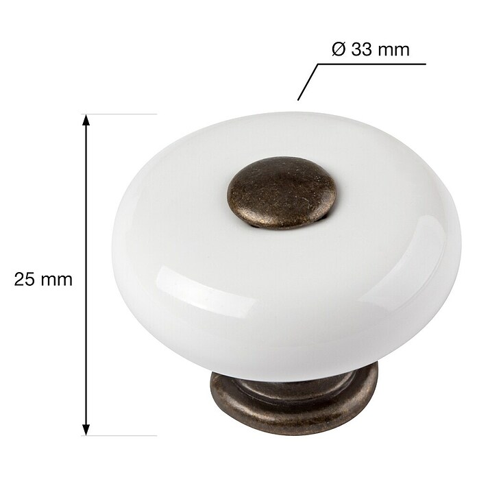 Walteco Ručkica za namještaj  (Promjer: 33 mm, Porculan) | BAUHAUS
