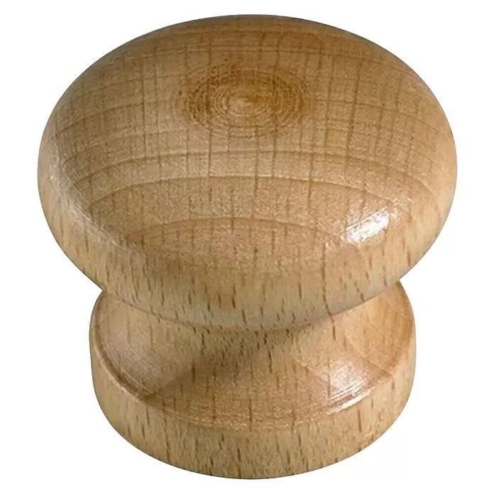 Walteco Möbelgriff Humberto - Typ Möbelgriff: Knopf, Ø x H: 35 x 27 mm, Holz, Buche lackiert - Heller Holzmöbelknauf mit sichtbarer Maserung und poliertem Finish.