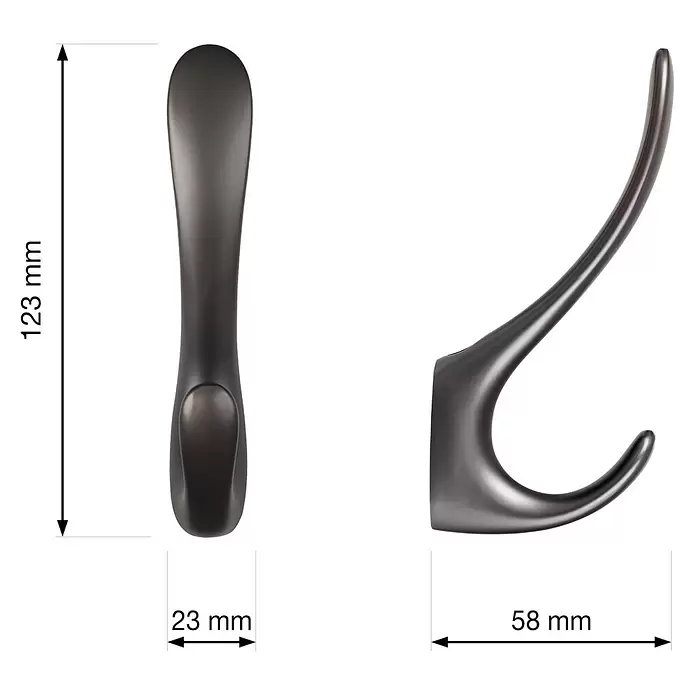 Walteco Garderobenhaken Maxial - L x B x H: 123 x 23 x 58 mm, Anzahl Haken: 2 Stk., Anthrazit - Stilvoller dunkelgrauer Kleiderhaken mit matter Oberfläche.