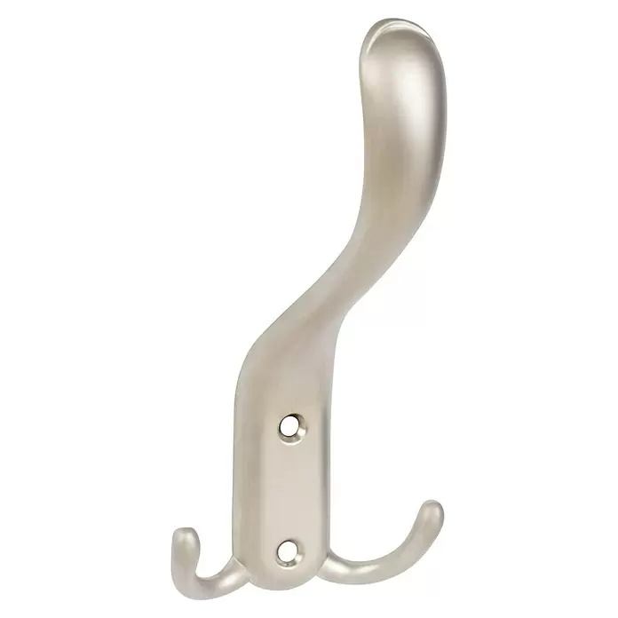 Walteco Garderobenhaken Kasper II - L x B x H: 163 x 73 x 77 mm, Anzahl Haken: 3 Stk., Vernickelt matt - Dreifach-Wandhaken aus satiniertem Nickel mit einem Haupthaken, zwei unteren Haken und zwei Montagelöchern.
