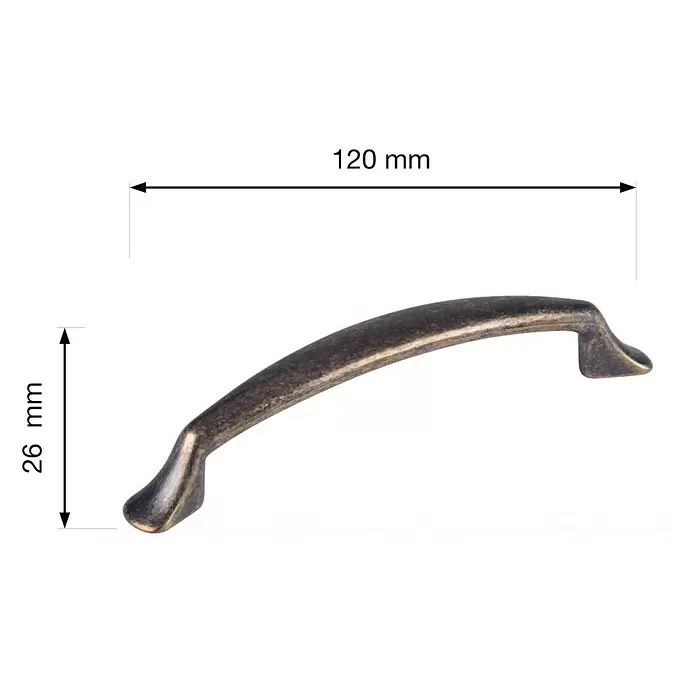 Walteco Möbelgriff Setra - Lochabstand: 96 mm, Sonstige, Brüniert - Bronzefarbener Möbelgriff, 120 mm lang und 26 mm hoch, für Möbel oder Schubladen.