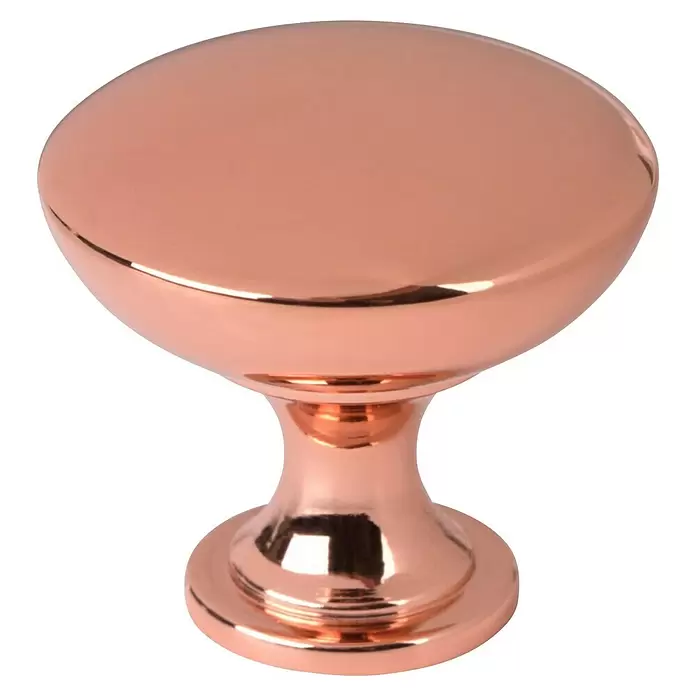 Walteco Möbelknopf Daira I - Durchmesser: 30 mm, Sonstige, Kupfer poliert - Polierter Roségold-Möbelknauf mit runder, flacher Oberseite und ausgestelltem Fuß.