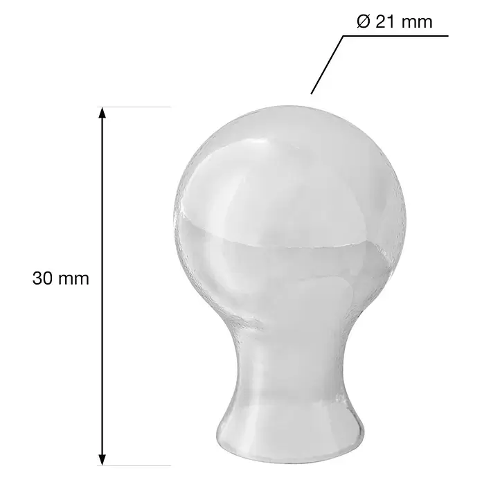 Walteco Möbelknopf Tiber - Durchmesser: 21 mm, Sonstige, Verchromt - Transparenter, glasartiger Knopf/Griff, 30mm hoch, 21mm Durchmesser.