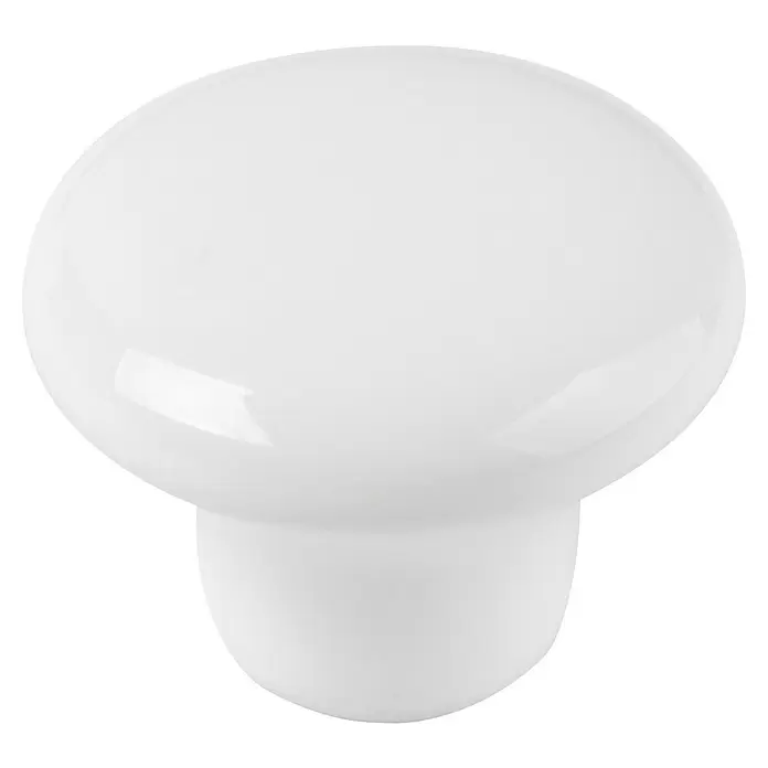 Walteco Möbelknopf - Durchmesser: 32 mm, Porzellan, Weiß - Glänzender weißer pilzförmiger Möbelknauf.