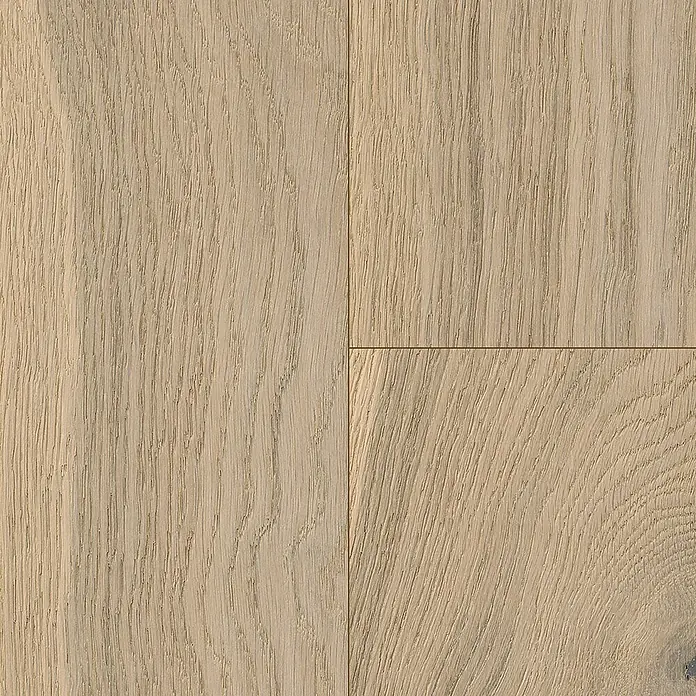Living by Haro Parkett - Toscana Eiche weiß, Landhausdiele, 1.000 x 120 x 11 mm - Nahaufnahme von hellem Eichenparkett mit natürlicher Holzmaserung und warmer Farbgebung, ideal für moderne Interieurs.